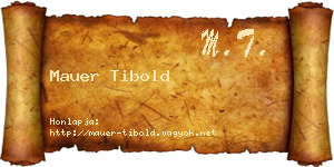 Mauer Tibold névjegykártya